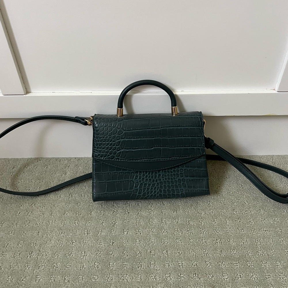 A New Day Green Crossbody Bag with Crocodile Texture